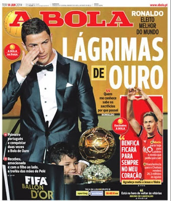 Portada A BOLA Cristiano Ronaldo Balón de Oro 2013