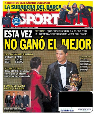 Portada Sport Cristiano Ronaldo Balón de Oro 2013