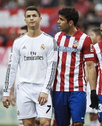 Cristiano Ronaldo y Diego Costa Atlético Madrid 2-Real Madrid 2. Jornada 26 Liga Española