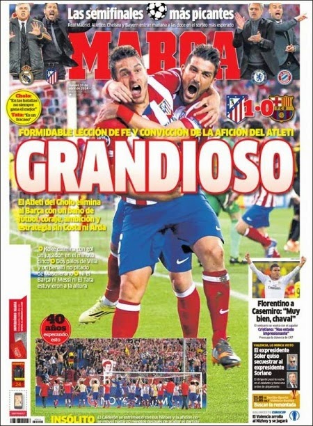 Portada Marca 10/4/2014 Portada Marca 10/4/2014 Atletico Madrid 1-Barcelona 0 Champions League