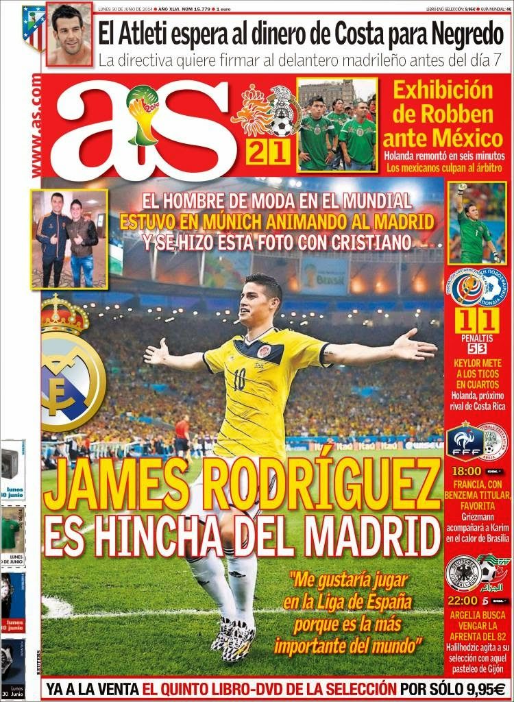 Portada As James Rodríguez Mundial Brasil 2014 Portada As James Rodriguez Mundial Brasil 2014