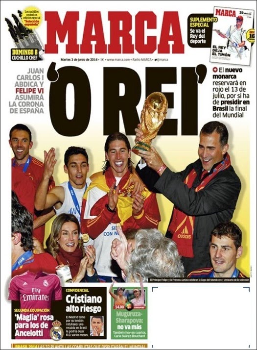 La abdicación del Rey Juan Carlos y la roja rumbo a Brasil: Las portadas
