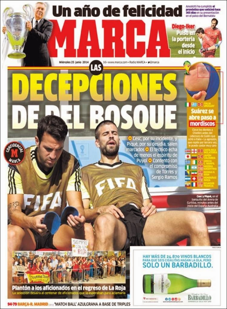 Italia eliminada, Suárez vuelve a morder: Las portadas de la prensa marca