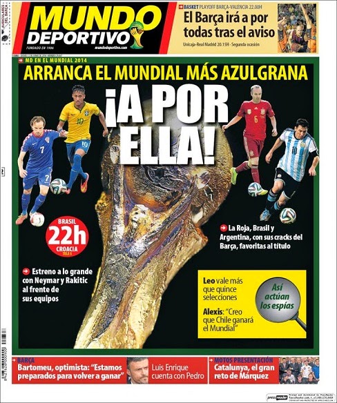 Portada diario Mundo Deportivo. Inicio Mundial Brasil 2014 Portada diario Mundo Deportivo. Inicio Mundial Brasil 2014