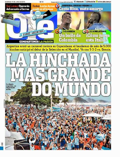 Portada Olé debut de Argentina ante Bosnia en el Mundial de Brasil Portada Olé debut de Argentina ante Bosnia en el Mundial de Brasil