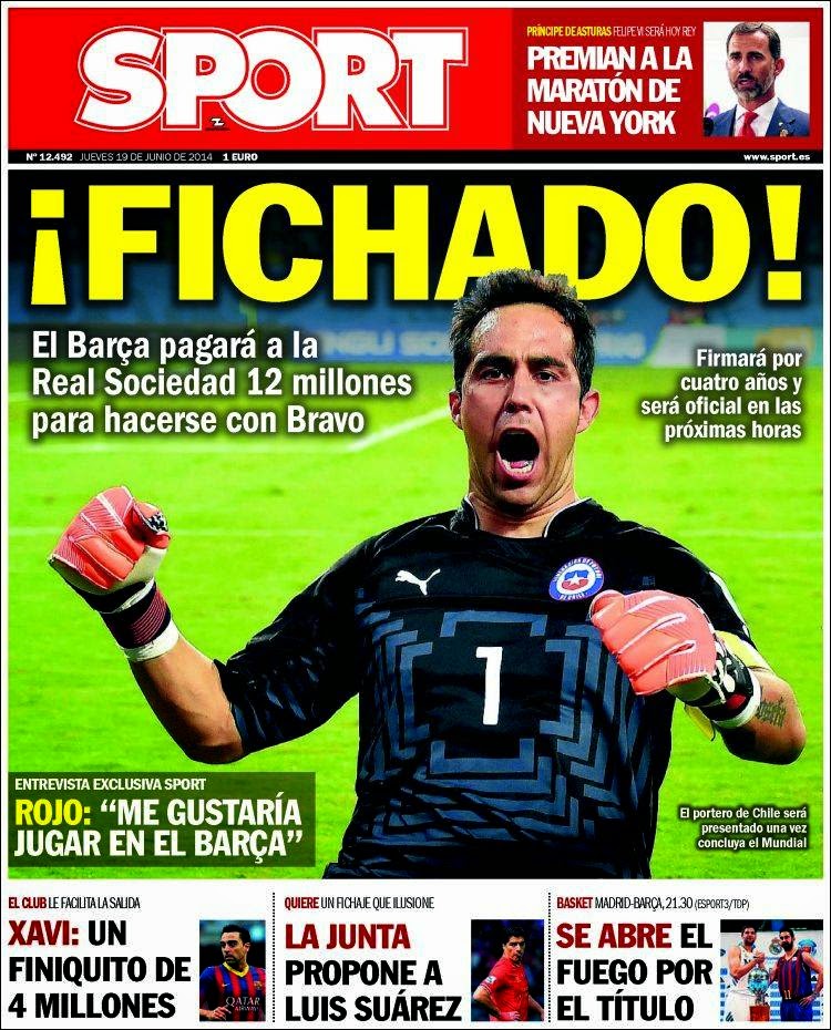 Portada Sport: España eliminada del Mundial Brasil 2014 Portada Sport: España eliminada del Mundial Brasil 2014