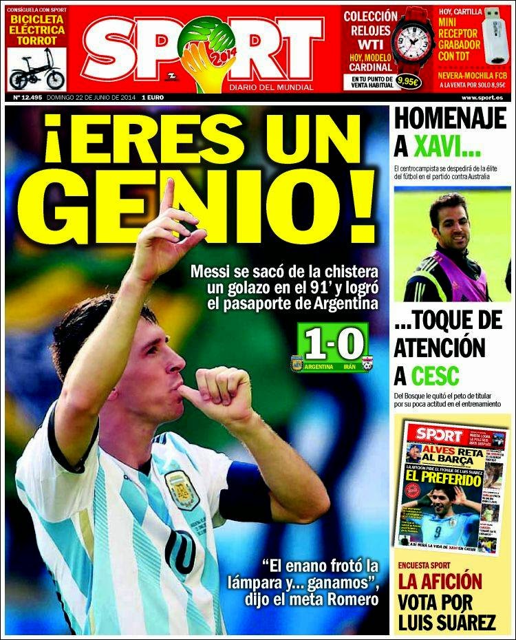 Portada Sport Mundial Brasil: Eres un Genio Portada Sport Mundial Brasil: Eres un Genio leo messi iran