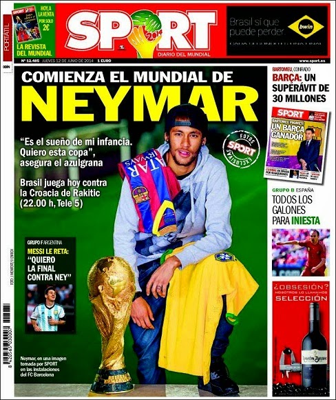 Portada diario Sport. Inicio Mundial Brasil 2014 Portada diario Sport. Inicio Mundial Brasil 2014