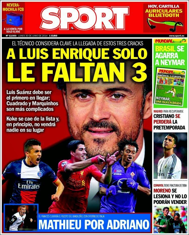 James hincha del Madrid, Holanda y los ticos a cuartos: Las portadas sport fichajes barcelona