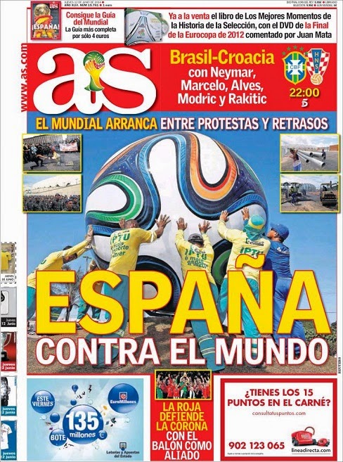 Portada diario AS. Inicio Mundial Brasil 2014 Portada diario AS. Inicio Mundial Brasil 2014