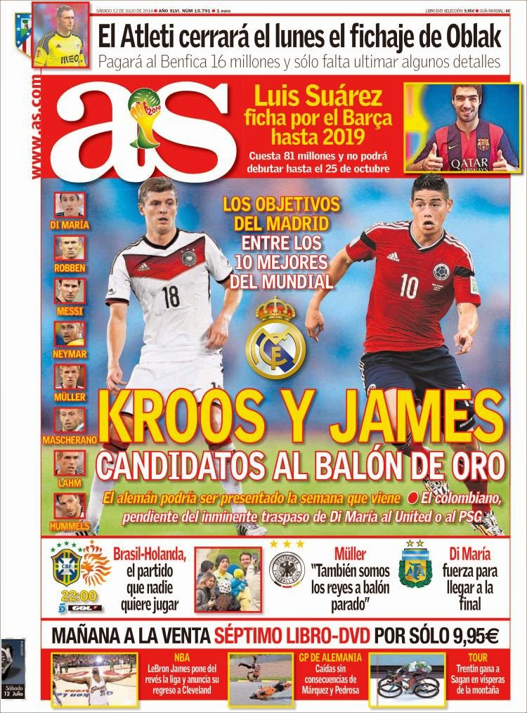 Portada AS: Candidatos Balón de Oro Mundial Brasil Portada AS: Candidatos Balón de Oro Mundial Brasil
