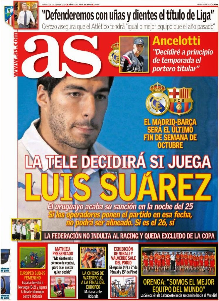 Portada As: el calendario de la Liga Portada As: el calendario de la Liga