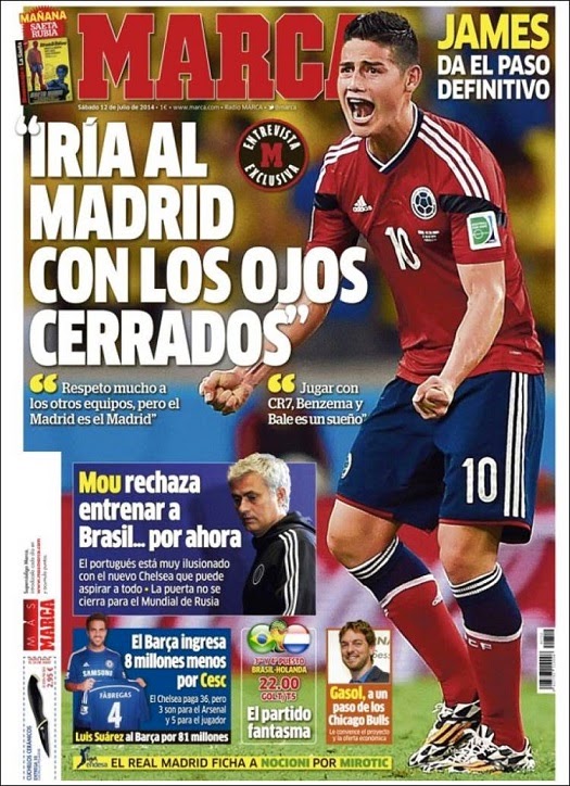 Portada Marca: James Rodríguez quiere ir al Real Madrid Portada Marca: James Rodríguez quiere ir al Real Madrid