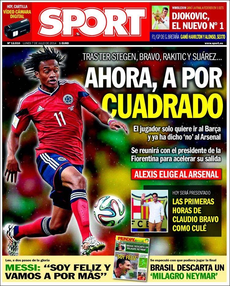 Portada Sport: el Barça quiere a Cuadrado Portada Sport: el Barça quiere a Cuadrado