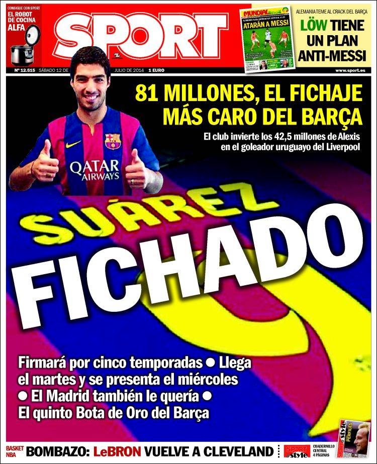 Suárez fichado, Messi a un paso de la gloria: Las portadas