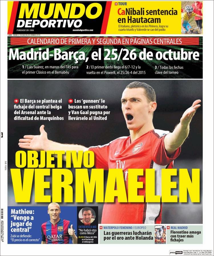 Portada Mundo Deportivo: 26 de octubre Madrid-Barça Portada Mundo Deportivo: 26 de octubre Madrid-Barça