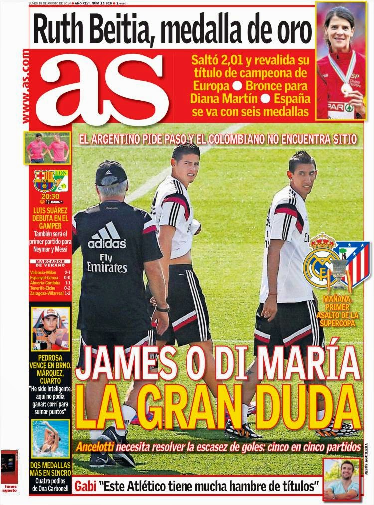 Portada AS: Supercopa Real Madrid vs. Atlético Portada AS: Supercopa Real Madrid vs. Atlético