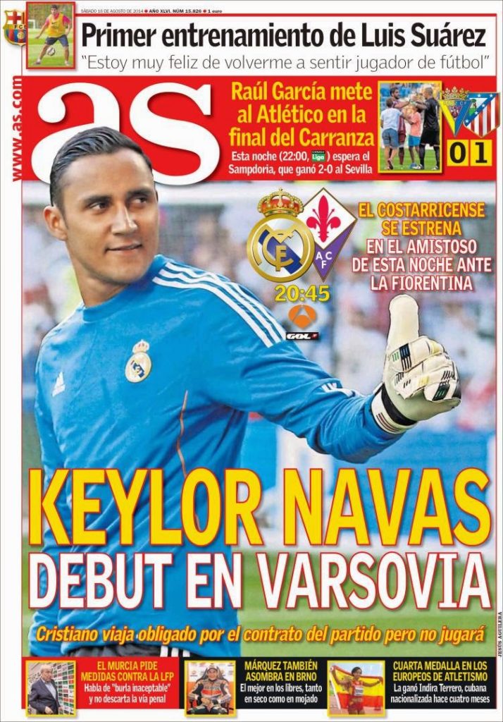 Portada AS: debuta Keylor Navas Portada AS: debuta Keylor Navas