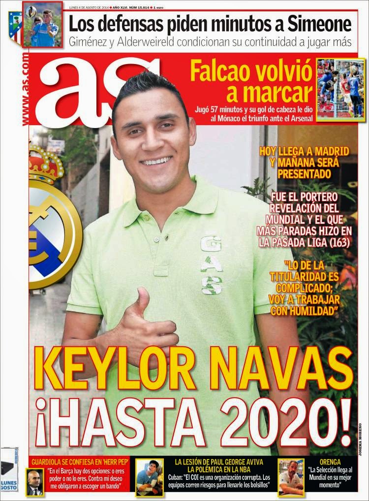 Keylor Navas ficha por el Real Madrid: Las portadas