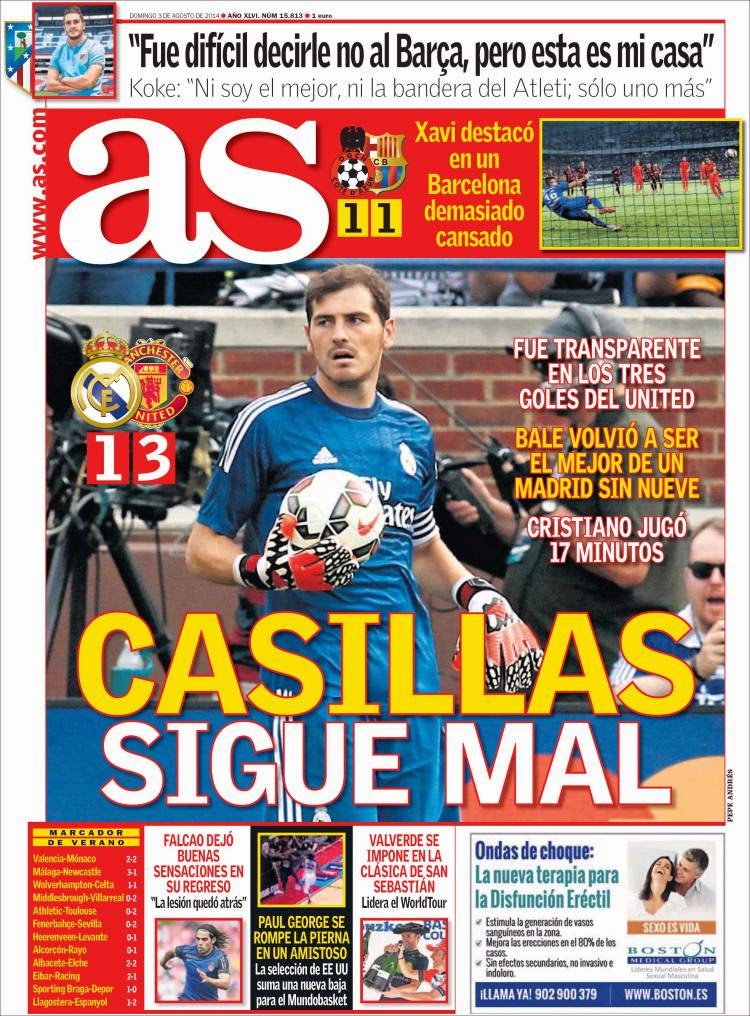Casillas sigue mal, Xavi destaca en el Barça: Las portadas
