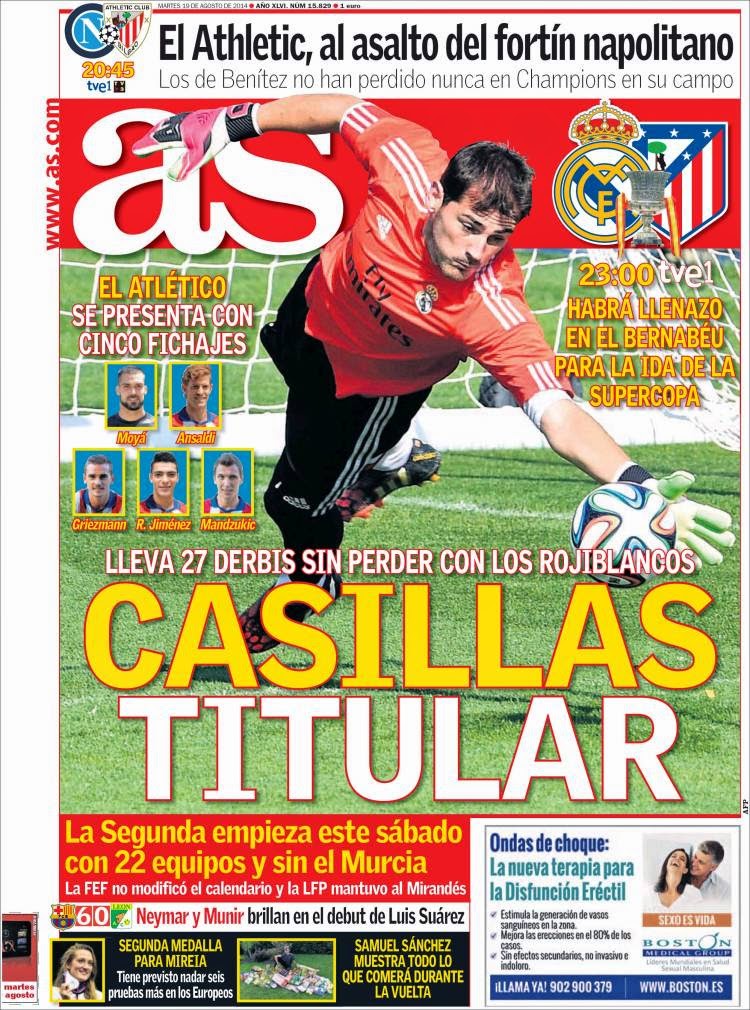 Portada AS: Supercopa de España 2014 Portada AS: Supercopa de España 2014