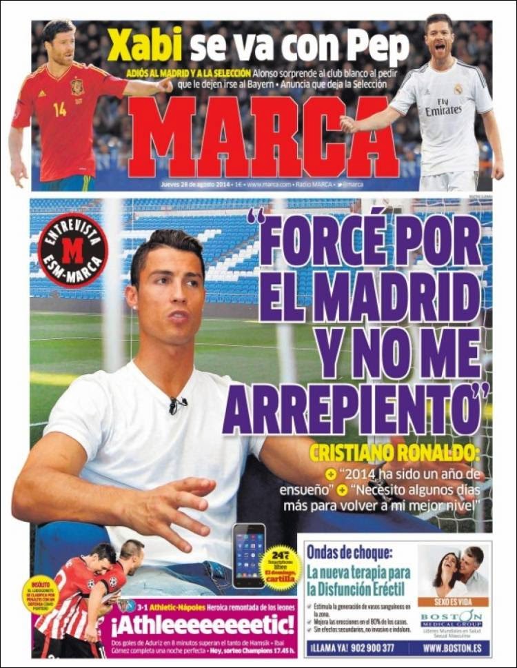 Portada Marca: Xabi Alonso al Bayern Munich Portada Marca: Xabi Alonso al Bayern Munich
