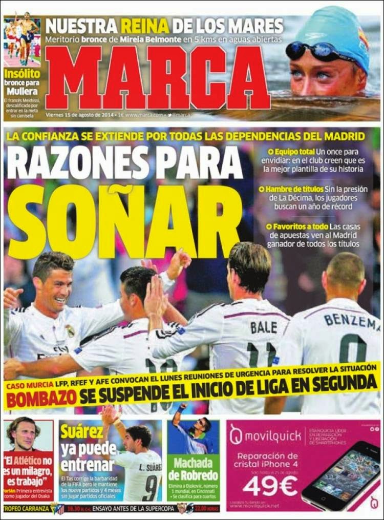 Portada Marca: el Real Madrid es favorito Portada Marca: el Real Madrid es favorito