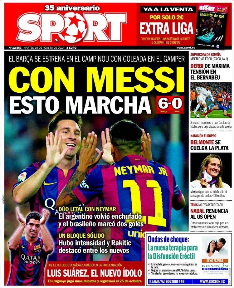 Portada Sport: Trofeo Joan Gamper Portada Sport: Trofeo Joan Gamper