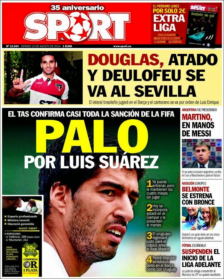 Portada Sport: Luis Suárez Portada Sport: Luis Suárez