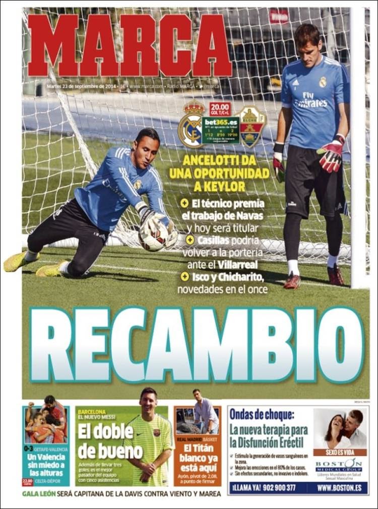 Portada Marca: Keylor Navas tituar Portada Marca: Keylor Navas tituar