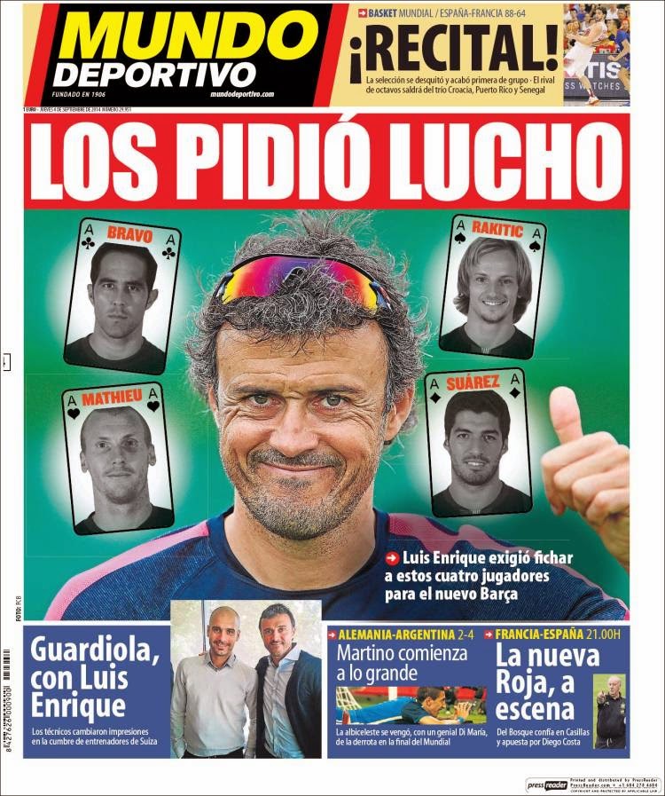 Portada Mundo Deportivo: Luis Enrique y Pep Guardiola Portada Mundo Deportivo: Luis Enrique y Pep Guardiola