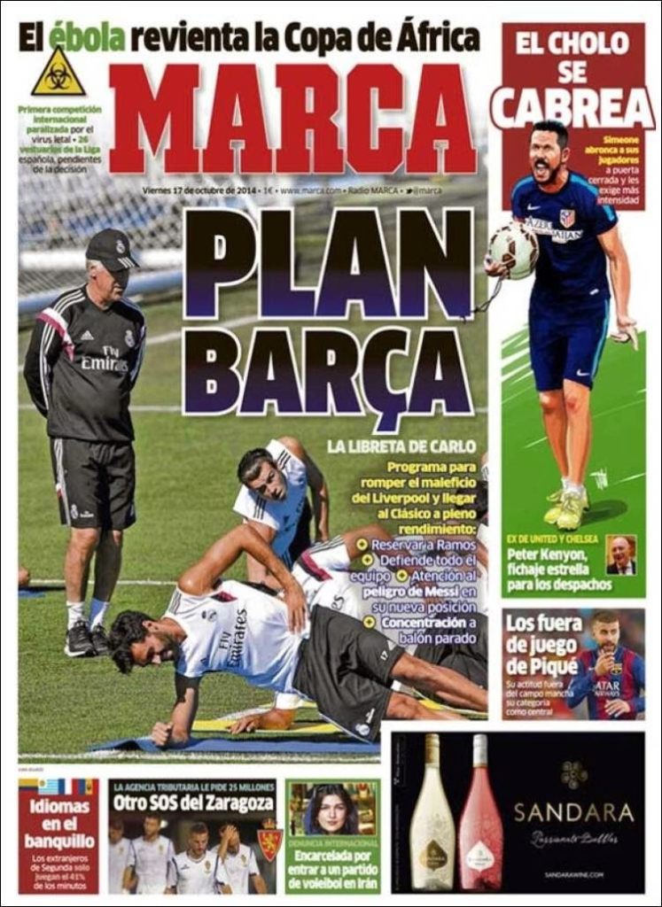 Portada Marca: Ancelotti tiene un plan Portada Marca: Ancelotti tiene un plan para vencer al barça