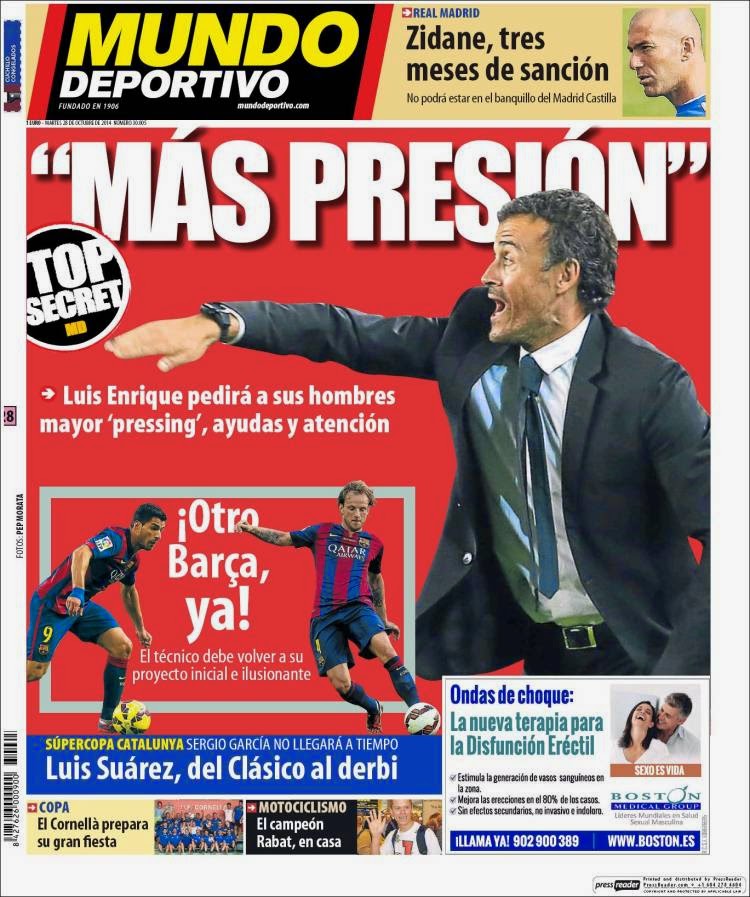 Portada Mundo Deportivo: Luis Enrique Portada Mundo Deportivo: Luis Enrique