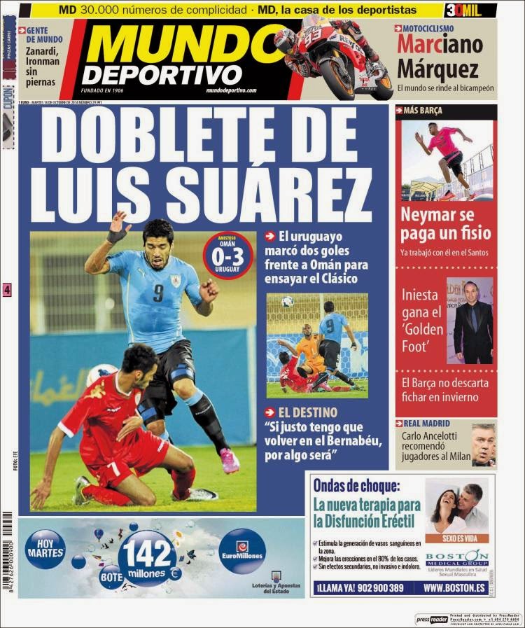 Portada Mundo Deportivo: Luis Suárez Portada Mundo Deportivo: Luis Suárez