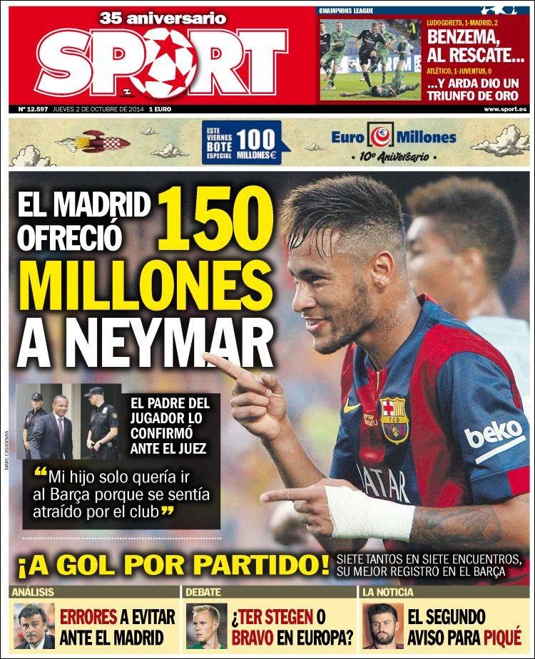Benzemá salva al Madrid, 150 millones por Neymar: las portadas