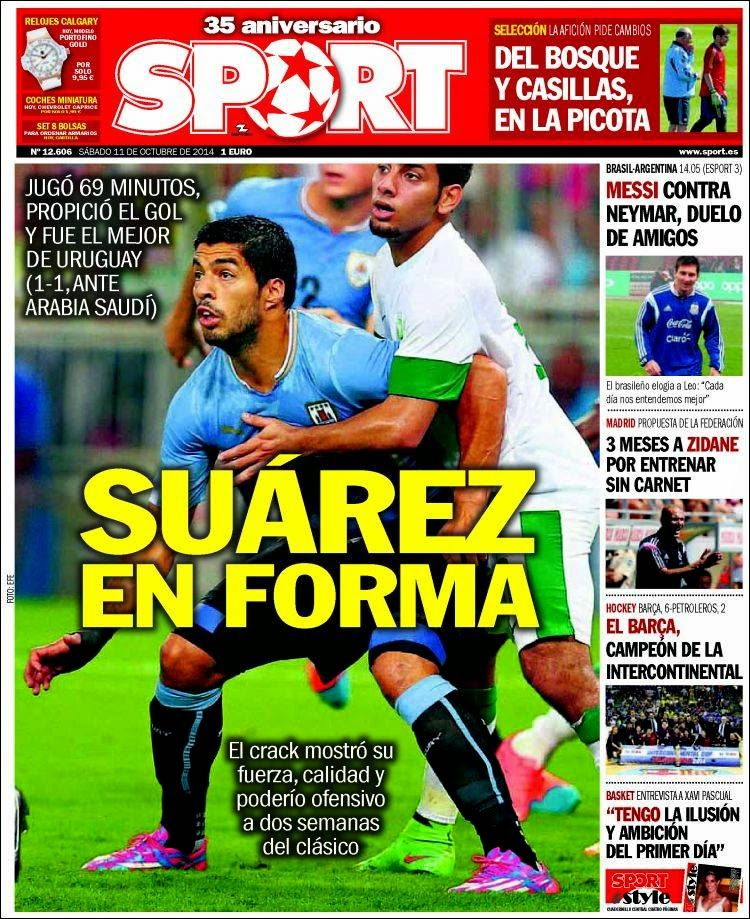 Portada Sport: Luis Suárez Portada Sport: Luis Suárez