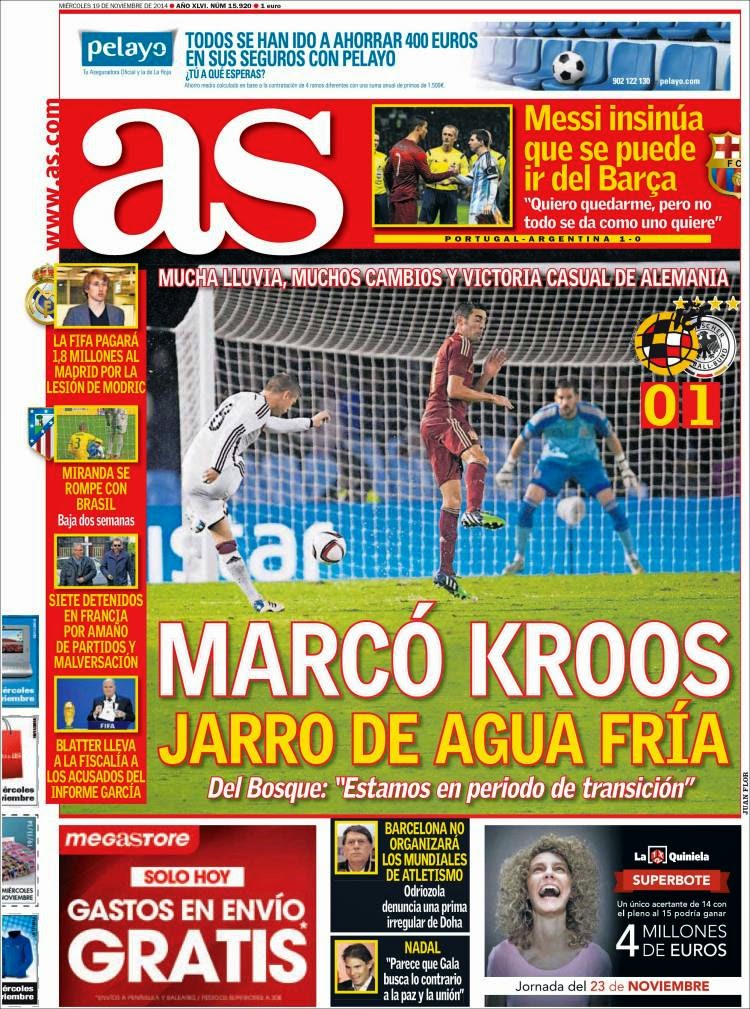 Potada AS: Alemania vence a España con gol de Toni Kross Potada AS: Alemania vence a España con gol de Toni Kross