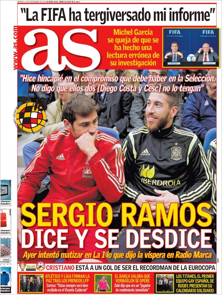 Portada AS: Sergio Ramos y sus declaraciones Portada AS: Sergio Ramos y sus declaraciones