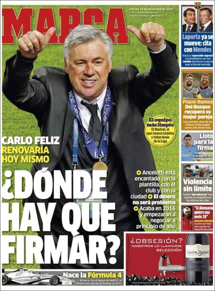 Portada Marca: Ancelotti quiere renovar Portada Marca: Ancelotti quiere renovar