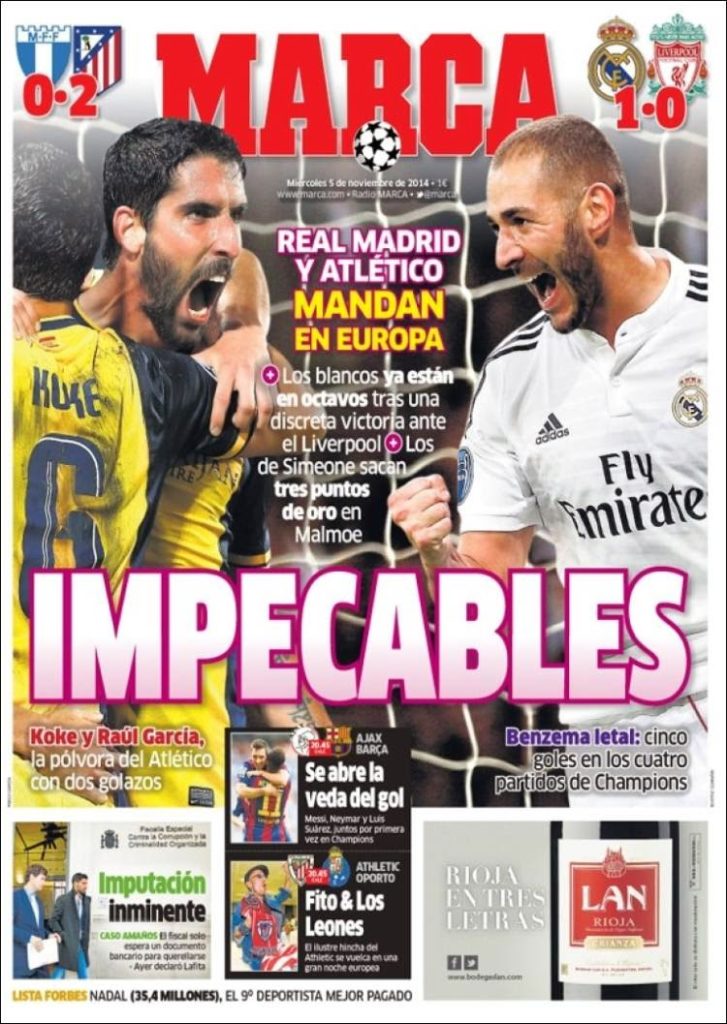 Portada Marca: impecables Portada Marca: impecables en champions
