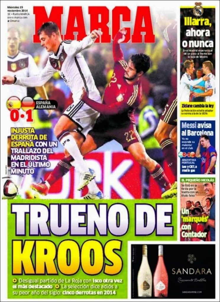 Potada Marca: Alemania vence a España con gol de Toni Kross Potada Marca: Alemania vence a España con gol de Toni Kross