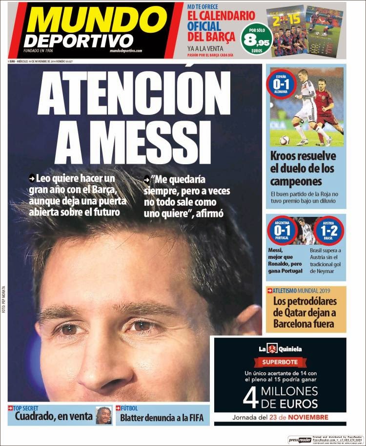 Potada Mundo Deportivo: Messi se puede ir del Barça Potada Mundo Deportivo: Messi se puede ir del Barça
