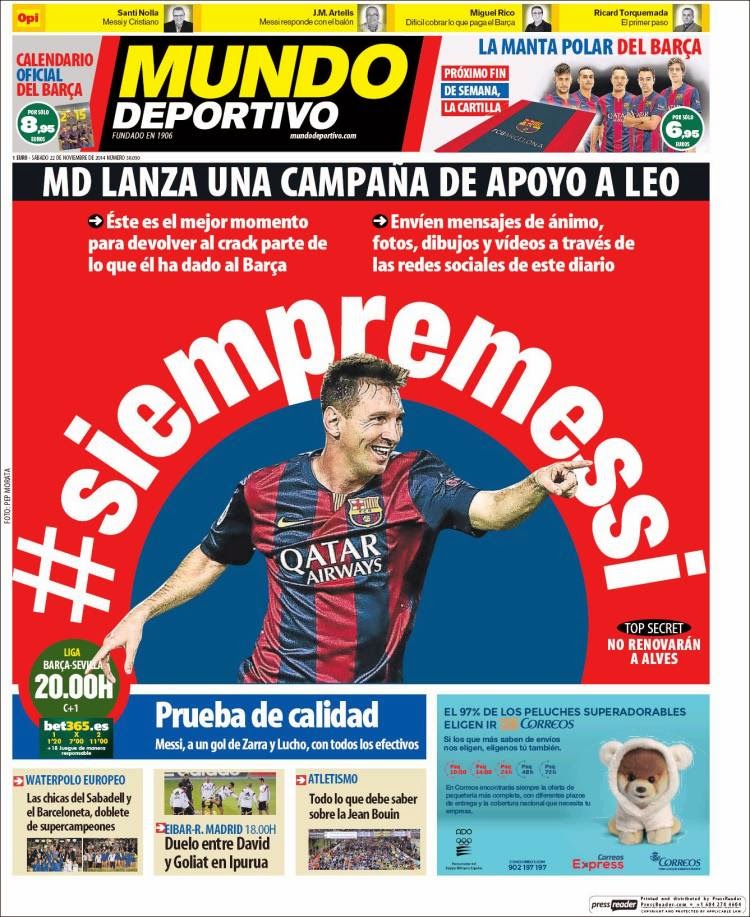 Messi a la caza de Zarra, fiesta en Éibar con el Madrid: las portadas