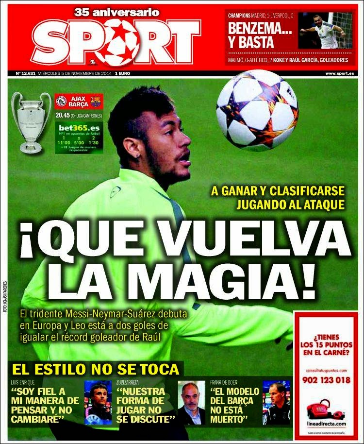Portada Sport: Neymar Portada Sport: Neymar