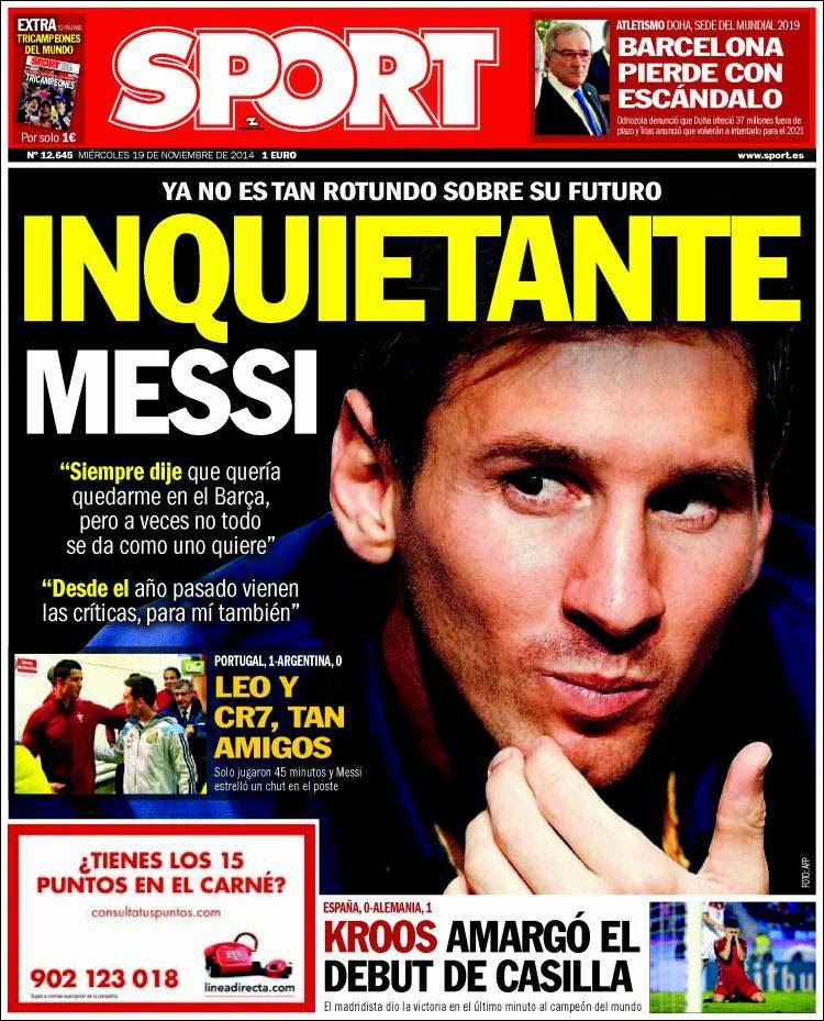 Messi se podría ir del Barça, la roja cae ante Alemania: las portadas