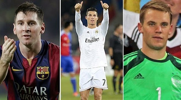 Finalistas Balón de Oro 2014: Ronaldo, Messi y Neuer