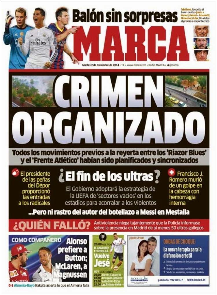Portada Marca: crimen organizado en los ultras