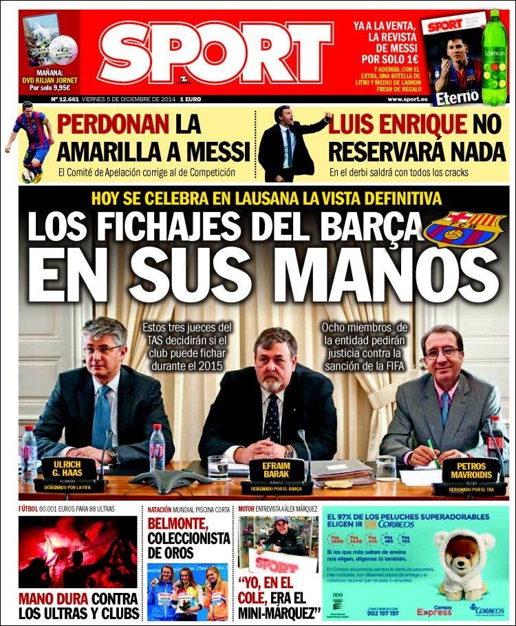 Portada Sport: los fichajes del Barça Portada Sport: los fichajes del Barça