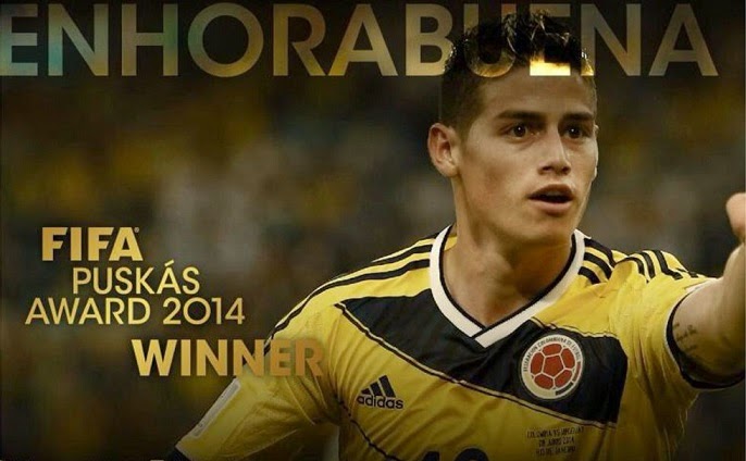 James Rodríguez Premio Puskas al mejor gol de 2014 James Rodríguez se alzó con el Premio Puskas mejor gol 2014