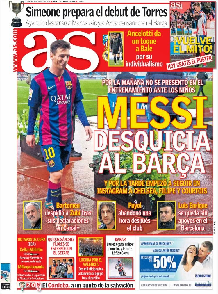 Terremoto Barça, Zubi despedido, Messi sigue a Chelsea: las portadas